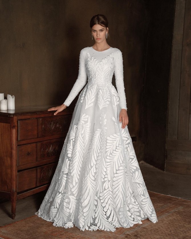 Criss-cross neckline on unique necklines bridal gown with modern twist
