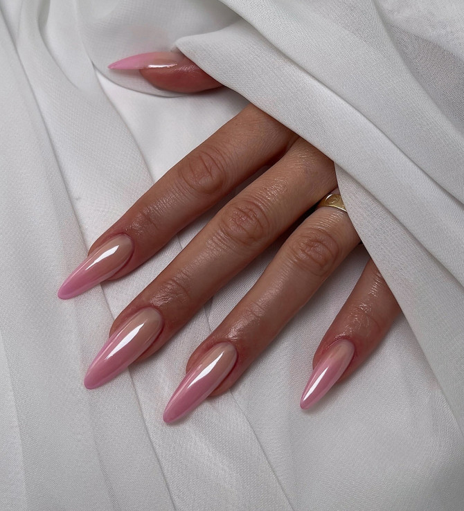 ombré nude pink bridal nails with no embellishments
