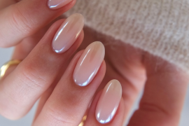 "Soft pink almond nails with pearly glazed finish, minimalist and elegant for bridal and everyday looks"